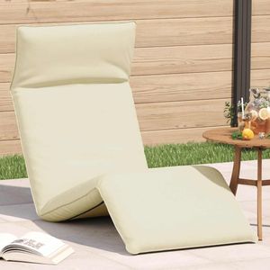 vidaXL Ligstoel inklapbaar 175x54x8,5 cm Oxford stof crème