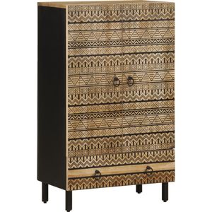 vidaXL - Hoge - kast - 60x33,5x110 - cm - massief - ruw - mangohout