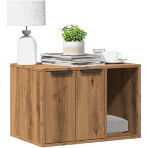 vidaXL - Kattenbakkast - 60x40x40 - cm - bewerkt - hout - artisanaal - eikenkleurig