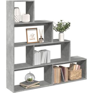 vidaXL Kamerscherm - Boekenkast - Grijs - Hout - 4-laags