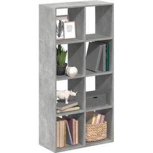 vidaXL Kamerscherm - Boekenkast - Betongrijs - Hout - 8 Vak