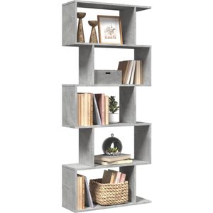 vidaXL Kamerscherm - Boekenkast - Betongrijs - Hout - 5-laags