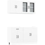 vidaXL - 4-delige - Keukenkastenset - Kalmar - bewerkt - hout - wit