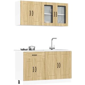 vidaXL 4-delige Keukenkastenset Kalmar bewerkt hout sonoma eikenkleur
