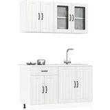 vidaXL - 4-delige - Keukenkastenset - Lucca - bewerkt - hout - glanzend - wit