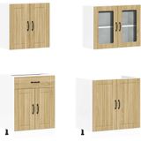 vidaXL 4-delige Keukenkastenset Lucca bewerkt hout sonoma eikenkleur