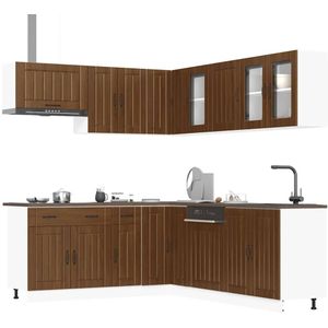 vidaXL 11tlg. Küchenschrank-Set Lucca Braun Eichen-Optik Holzwerkstoff