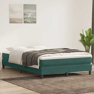 vidaXL - Boxspring - zonder - matras - fluweel - donkergroenx220 - cm