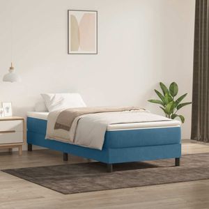 vidaXL - Boxspring - met - matras - fluweel - donkerblauwx220 - cm