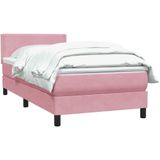 vidaXL - Boxspring - met - matras - fluweel - rozex220 - cm