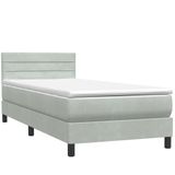 vidaXL - Boxspring - met - matras - fluweel - lichtgrijsx210 - cm