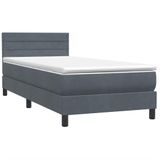 Vidaxl - Boxspringbett mit Matratze Dunkelgrau 90x210 cm Samt