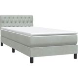 vidaXL - Boxspring - met - matras - fluweel - lichtgrijsx220 - cm