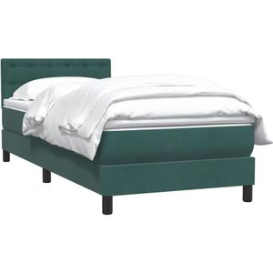 Vidaxl - Boxspringbett mit Matratze Dunkelgrün 90x210 cm Samt