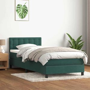 Vidaxl - Boxspringbett mit Matratze Dunkelgrün 90x220 cm Samt