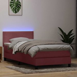 vidaXL Boxspring met matras fluweel roze 80x220 cm