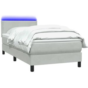 vidaXL Boxspringbett mit Matratze Hellgrau 90x220 cm Samt