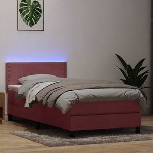 vidaXL Boxspring met matras fluweel roze 100x220 cm