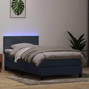 vidaXL Boxspringbett mit Matratze Dunkelgrau 90x220 cm Samt