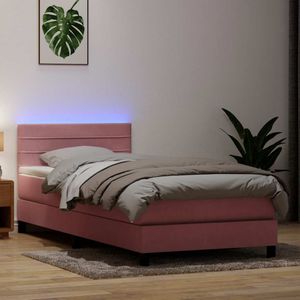 vidaXL Boxspringbett mit Matratze Rosa 80x220 cm Samt