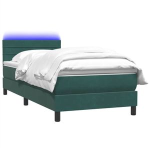 vidaXL Boxspringbett mit Matratze Dunkelgrün 90x220 cm Samt