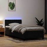 vidaXL Boxspring met matras fluweel zwart 80x220 cm