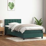 Vidaxl - Boxspringbett mit Matratze Dunkelgrün 90x210 cm Samt