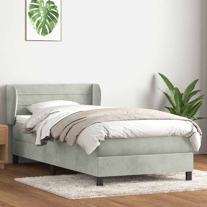 Boxspringbett mit Matratze Hellgrau 80x220 cm Samt Vidaxl