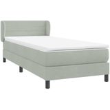 vidaXL - Boxspring - met - matras - fluweel - lichtgrijsx220 - cm