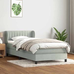 vidaXL Boxspringbett mit Matratze Hellgrau 80x220 cm Samt