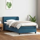 vidaXL - Boxspring - met - matras - fluweel - donkerblauwx220 - cm