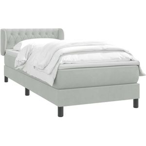 vidaXL Boxspringbett mit Matratze Hellgrau 90x220 cm Samt