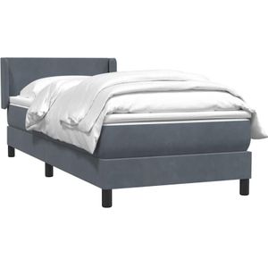 vidaXL Boxspringbett mit Matratze Dunkelgrau 80x210 cm Samt