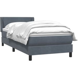 vidaXL Boxspringbett mit Matratze Dunkelgrau 80x210 cm Samt