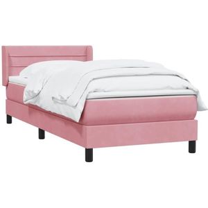 vidaXL Boxspringbett mit Matratze Rosa 80x210 cm Samt