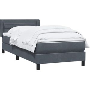 vidaXL Boxspringbett mit Matratze Dunkelgrau 90x210 cm Samt