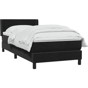 vidaXL Boxspringbett mit Matratze Schwarz 90x210 cm Samt