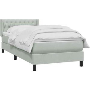 vidaXL Boxspringbett mit Matratze Hellgrau 90x210 cm Samt