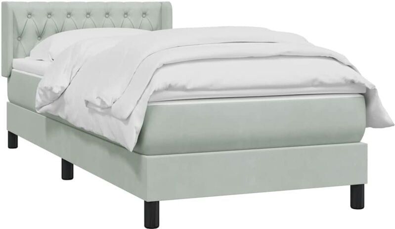 Vidaxl - Boxspringbett mit Matratze Hellgrau 90x210 cm Samt