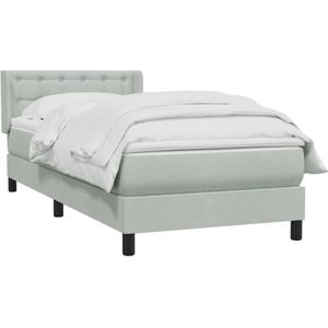 vidaXL Boxspringbett mit Matratze Hellgrau 80x210 cm Samt