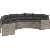 Unico - Rondo - Tuinbank - Grijs - Poly Rattan - Halfrond met Kussens - 287 cm