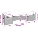 Unico - Rondo - Tuinbank - Grijs - Poly Rattan - Halfrond met Kussens - 287 cm