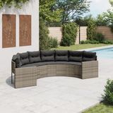 Unico - Rondo - Tuinbank - Grijs - Poly Rattan - Halfrond met Kussens - 287 cm