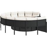 Vidaxl - Gartensofa mit Kissen Rund Schwarz Poly-Rattan