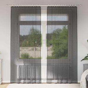 vidaXL - Gordijnen - voile - met - roedezakken - 2 - st - zwart
