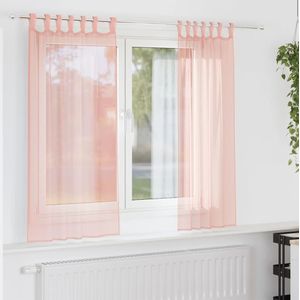 vidaXL Gordijnen - Voile - Roze - 100% Polyester - 2 Stuks