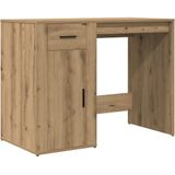 vidaXL - Bureau - Eikenkleur - Bewerkt Hout - Met Lade en Kastje