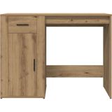 vidaXL - Bureau - Eikenkleur - Bewerkt Hout - Met Lade en Kastje