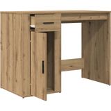 vidaXL - Bureau - Eikenkleur - Bewerkt Hout - Met Lade en Kastje
