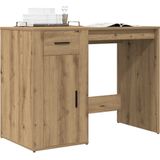 vidaXL - Bureau - Eikenkleur - Bewerkt Hout - Met Lade en Kastje